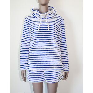Blue & White Striped Loungewear Matching Set Cozy Soft‎ Two-Piece Set Size Small